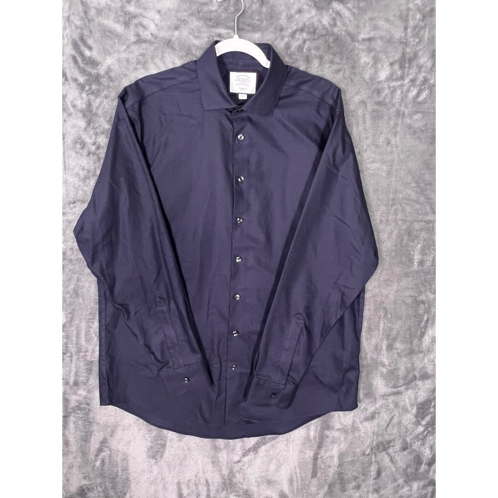Charles Tyrwhitt Mens Classic Fit Non-Iron Dress Shirt Navy Blue Diamond 17/37in